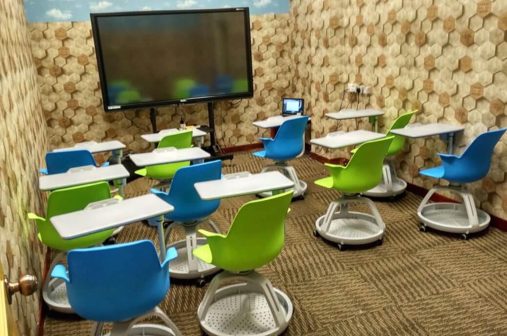 training room with interactive display