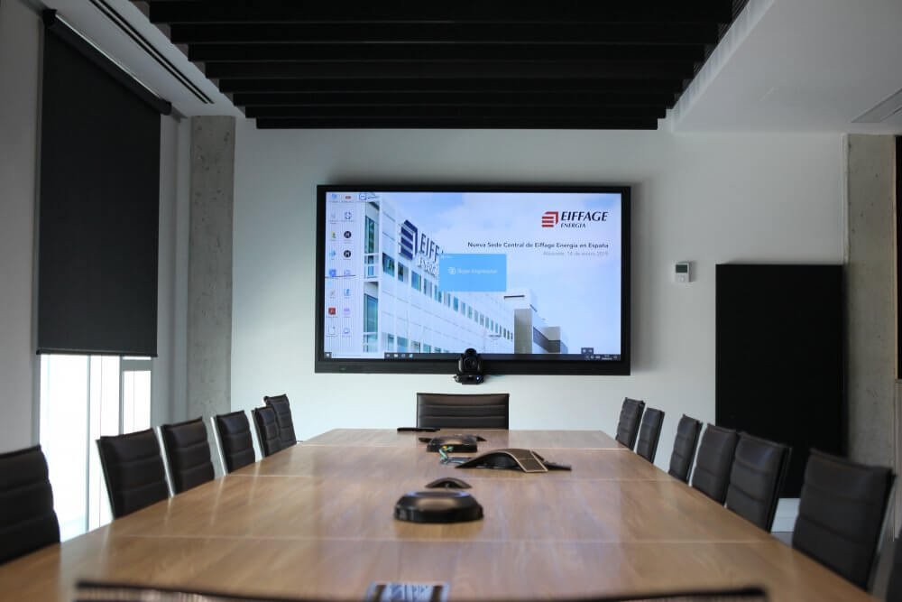 boardroom with interactive display