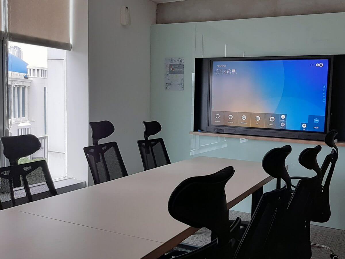 meeting room with interactive display